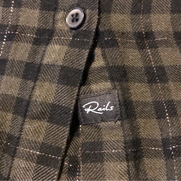 Rails Eloise blouse XL dark green windowpane plaid with gold lurex - Picture 5 of 7